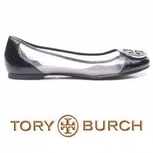 Tory Burch • Cap Toe Black and Clear Flats